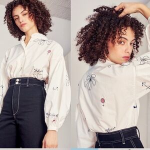 Mr. Larkin Poppy Hilma
Embroidery Shirt Floral Embroidered White Blouse